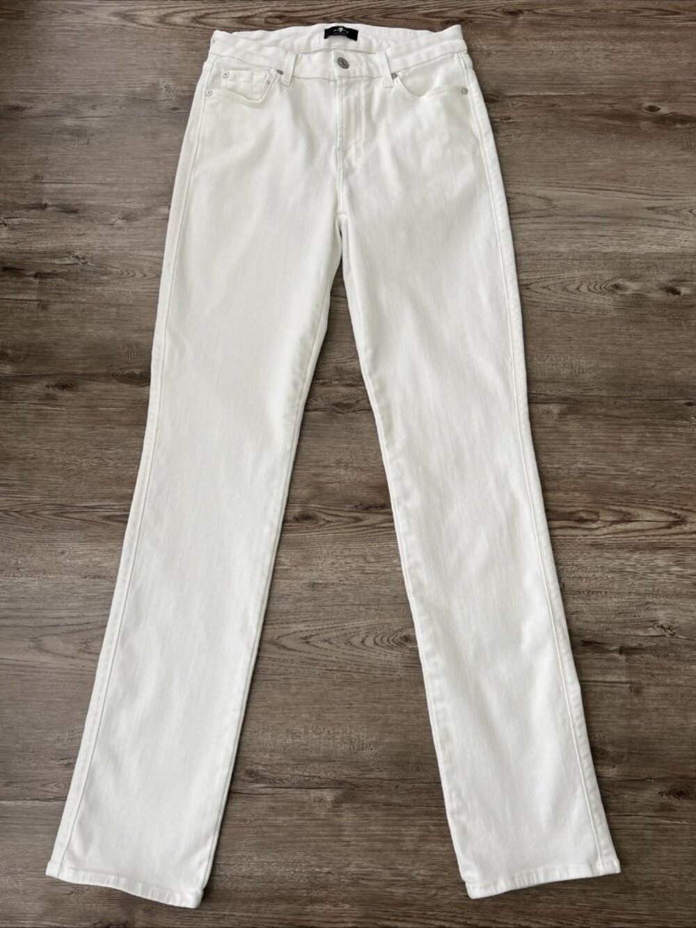 7 For All Mankind Kimmie Straight Jeans Womens 29 White‎ Full Length